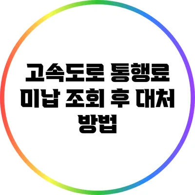 고속도로 통행료 미납 조회 후 대처 방법