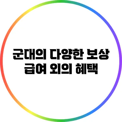 군대의 다양한 보상: 급여 외의 혜택