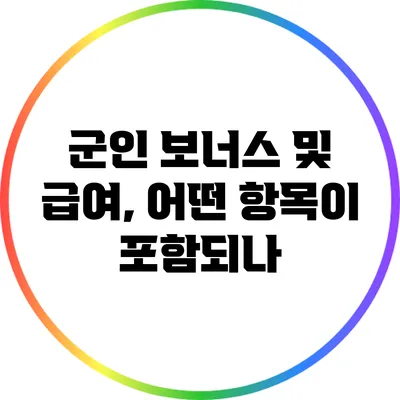 군인 보너스 및 급여, 어떤 항목이 포함되나?
