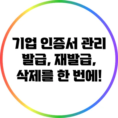기업 인증서 관리: 발급, 재발급, 삭제를 한 번에!