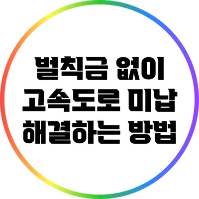 벌칙금 없이 고속도로 미납 해결하는 방법