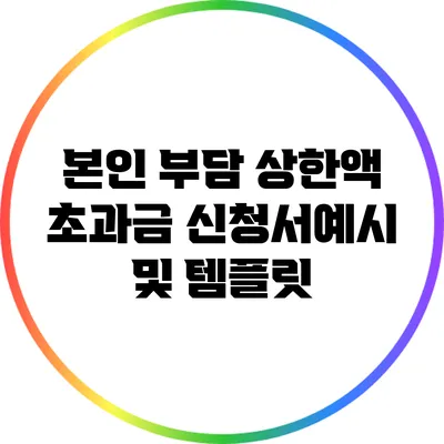 본인 부담 상한액 초과금 신청서예시 및 템플릿