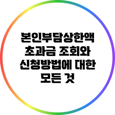 본인부담상한액 초과금 조회와 신청방법에 대한 모든 것