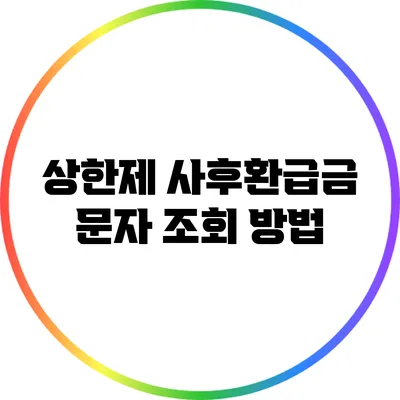 상한제 사후환급금 문자 조회 방법