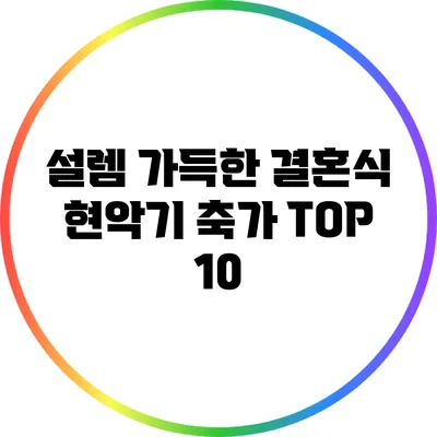 설렘 가득한 결혼식 현악기 축가 TOP 10
