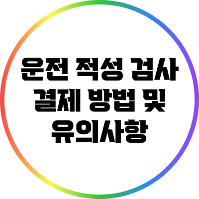 운전 적성 검사 결제 방법 및 유의사항
