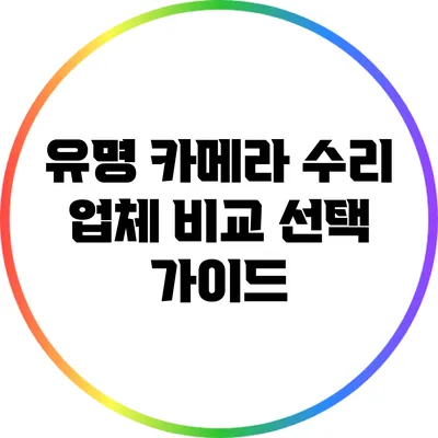 유명 카메라 수리 업체 비교: 선택 가이드