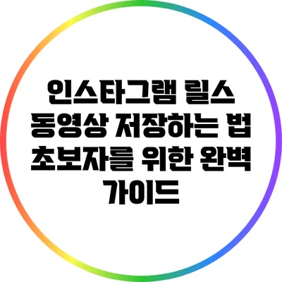 인스타그램 릴스 동영상 저장하는 법: 초보자를 위한 완벽 가이드