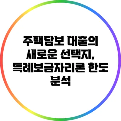 주택담보 대출의 새로운 선택지, 특례보금자리론 한도 분석