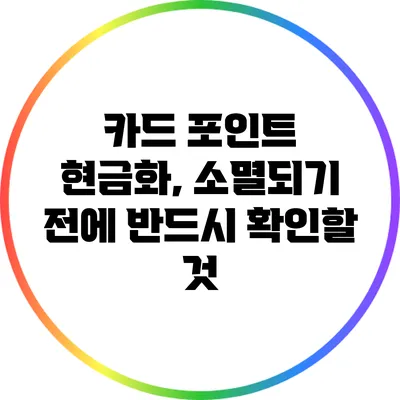카드 포인트 현금화, 소멸되기 전에 반드시 확인할 것
