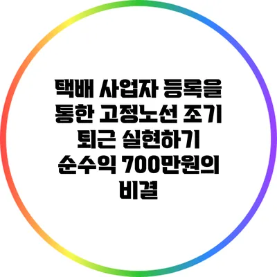 택배 사업자 등록을 통한 고정노선 조기 퇴근 실현하기: 순수익 700만원의 비결