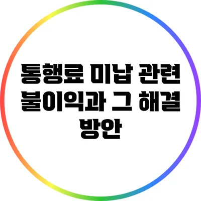 통행료 미납 관련 불이익과 그 해결 방안