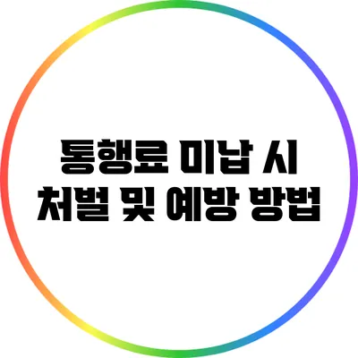통행료 미납 시 처벌 및 예방 방법