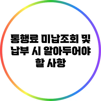 통행료 미납조회 및 납부 시 알아두어야 할 사항
