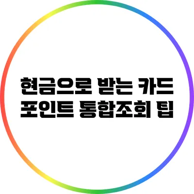 현금으로 받는 카드 포인트 통합조회 팁