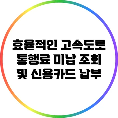 효율적인 고속도로 통행료 미납 조회 및 신용카드 납부