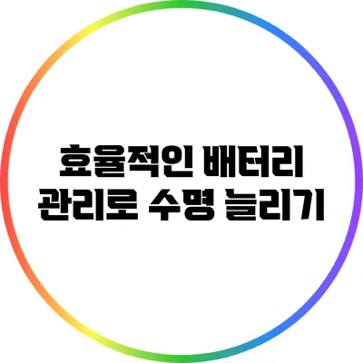 효율적인 배터리 관리로 수명 늘리기