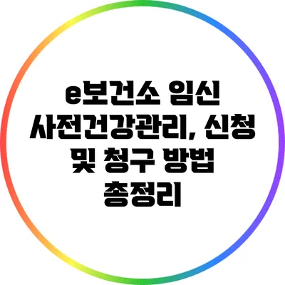 e보건소 임신 사전건강관리, 신청 및 청구 방법 총정리