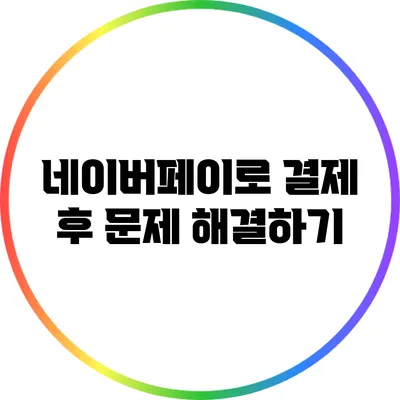 네이버페이로 결제 후 문제 해결하기