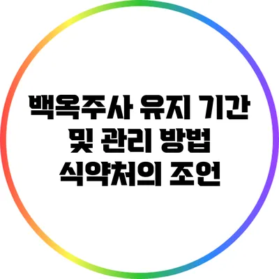 백옥주사 유지 기간 및 관리 방법: 식약처의 조언