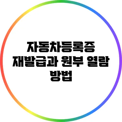 자동차등록증 재발급과 원부 열람 방법
