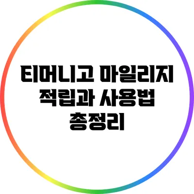 티머니고 마일리지 적립과 사용법 총정리
