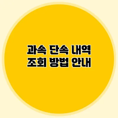 과속 단속 내역 조회 방법 안내