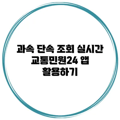 과속 단속 조회 실시간 교통민원24 앱 활용하기