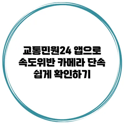 교통민원24 앱으로 속도위반 카메라 단속 쉽게 확인하기