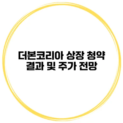 더본코리아 상장 청약 결과 및 주가 전망