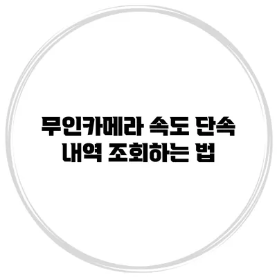 무인카메라 속도 단속 내역 조회하는 법