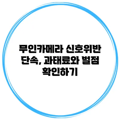 무인카메라 신호위반 단속, 과태료와 벌점 확인하기
