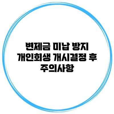 변제금 미납 방지 개인회생 개시결정 후 주의사항
