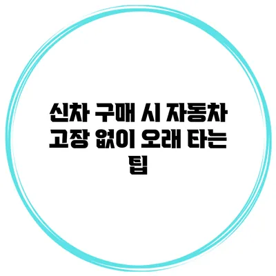 신차 구매 시 자동차 고장 없이 오래 타는 팁