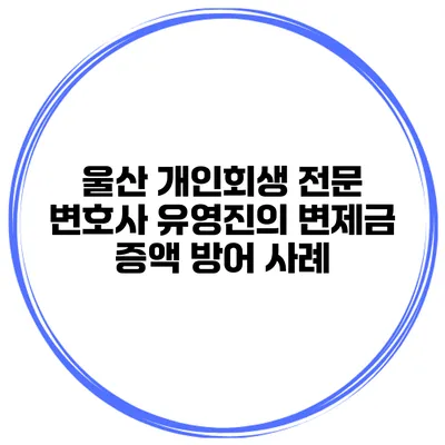울산 개인회생 전문 변호사 유영진의 변제금 증액 방어 사례