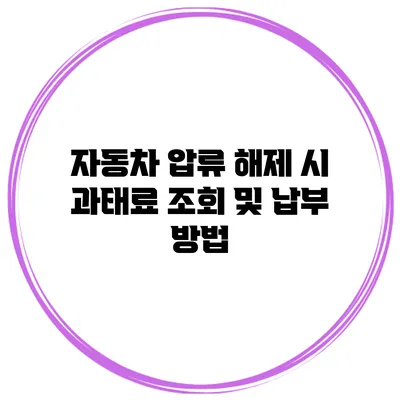 자동차 압류 해제 시 과태료 조회 및 납부 방법