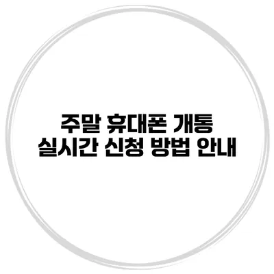 주말 휴대폰 개통 실시간 신청 방법 안내