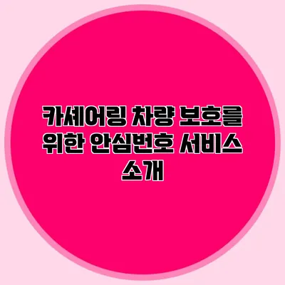카셰어링 차량 보호를 위한 안심번호 서비스 소개