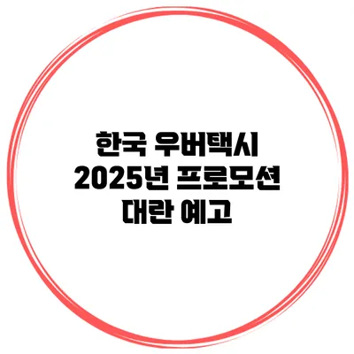 한국 우버택시 2025년 프로모션 대란 예고
