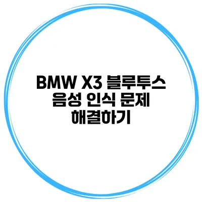 BMW X3 블루투스 음성 인식 문제 해결하기