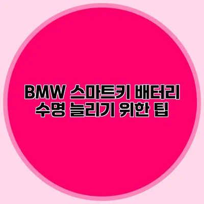 BMW 스마트키 배터리 수명 늘리기 위한 팁