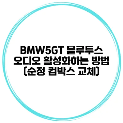 BMW5GT 블루투스 오디오 활성화하는 방법 (순정 컴박스 교체)