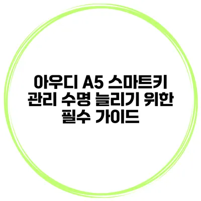 아우디 A5 스마트키 관리 수명 늘리기 위한 필수 가이드
