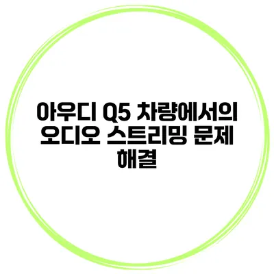아우디 Q5 차량에서의 오디오 스트리밍 문제 해결