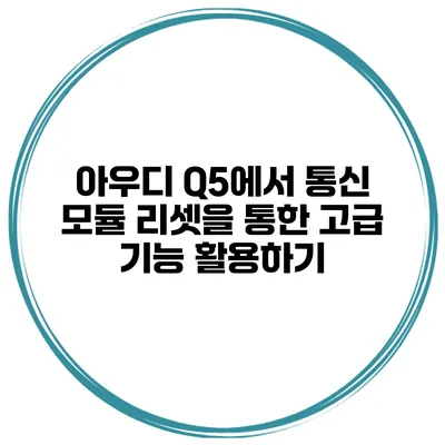 아우디 Q5에서 통신 모듈 리셋을 통한 고급 기능 활용하기