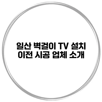 일산 벽걸이 TV 설치 이전 시공 업체 소개