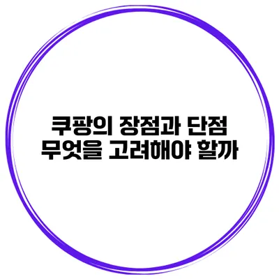 쿠팡의 장점과 단점 무엇을 고려해야 할까?