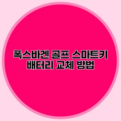 폭스바겐 골프 스마트키 배터리 교체 방법